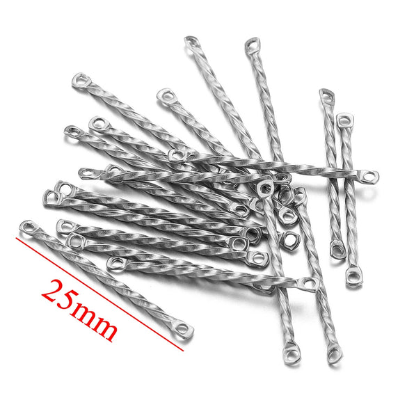 Stainless Steel Twisted Rod Double Hole Connection Diy Jewelry Accessories For Bracelet Necklace Earrings With Electroplating