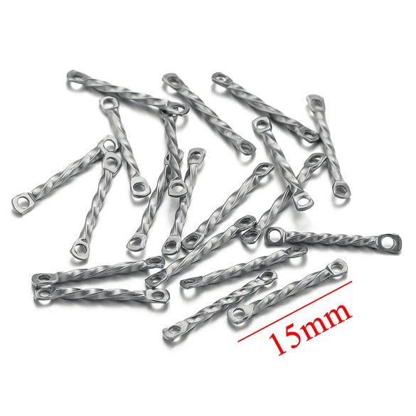 Stainless Steel Twisted Rod Double Hole Connection Diy Jewelry Accessories For Bracelet Necklace Earrings With Electroplating