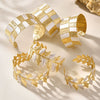 316L Stainless Steel Twotone Leaf Open Bracelet Plated With Real Gold Geometric Style