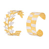316L Stainless Steel Twotone Leaf Open Bracelet Plated With Real Gold Geometric Style