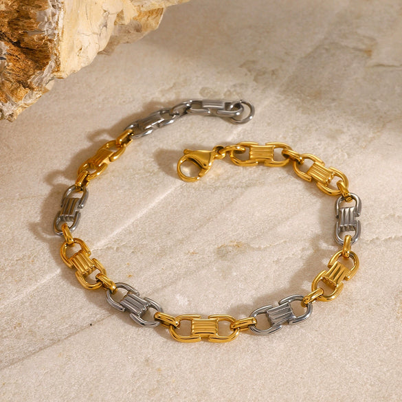 Stainless Steel U Shape Geometric Electroplating Women's Cuban Bracelet