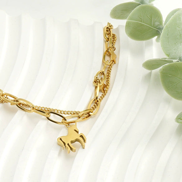 316L Stainless Steel Unicorn Animals Zodiac Niche Design Electroplated Women's Bracelet