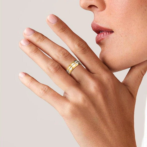 Stainless Steel Unisex Geometric Electroplated Ring Jewelry