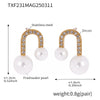 Stainless Steel Ushaped Bead Zircon Earrings And Necklace Electroplated Light Luxury Fashion For Women
