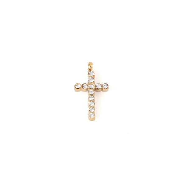 Stainless Steel Ushaped Diamond Cross Pendant Necklace Electroplated Unisex O Word Chain