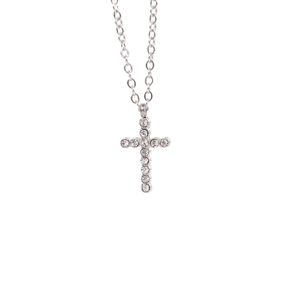 Stainless Steel Ushaped Diamond Cross Pendant Necklace Electroplated Unisex O Word Chain