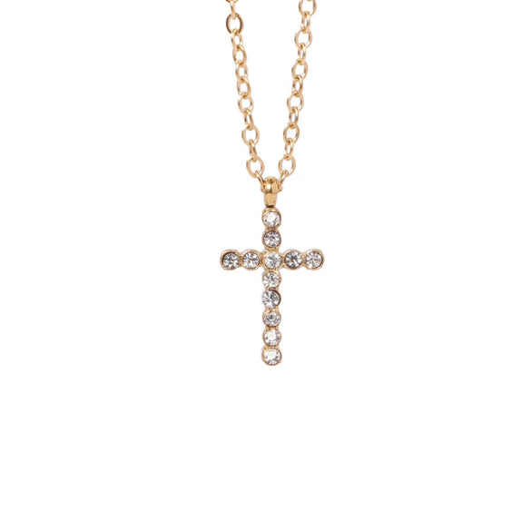 Stainless Steel Ushaped Diamond Cross Pendant Necklace Electroplated Unisex O Word Chain