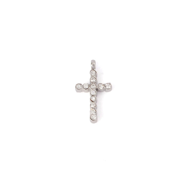 Stainless Steel Ushaped Diamond Cross Pendant Necklace Electroplated Unisex O Word Chain