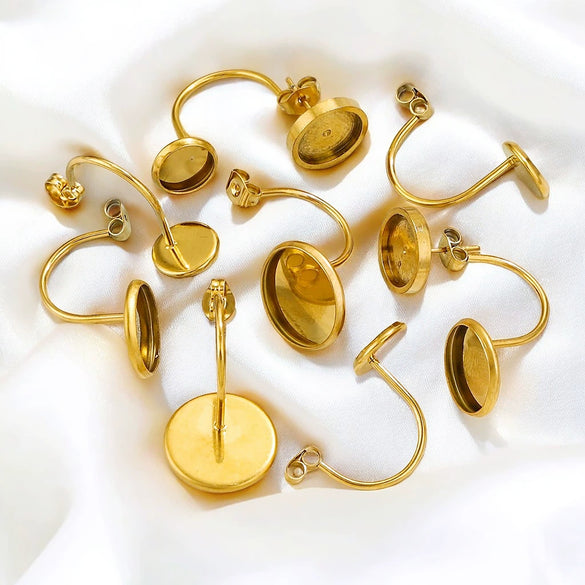 Stainless Steel Ushaped Ear Hook Ear Plug Jewelry Accessories With Welding Disc Gemstone Base And Electroplating Treatment