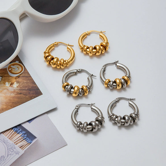 Stainless Steel Ushaped Electroplated Women's Removable Multiring Earrings