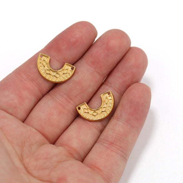 Stainless Steel Ushaped Horseshoe Embossed Doublehole Diy Necklace Bracelet Accessory Pendant Electroplated
