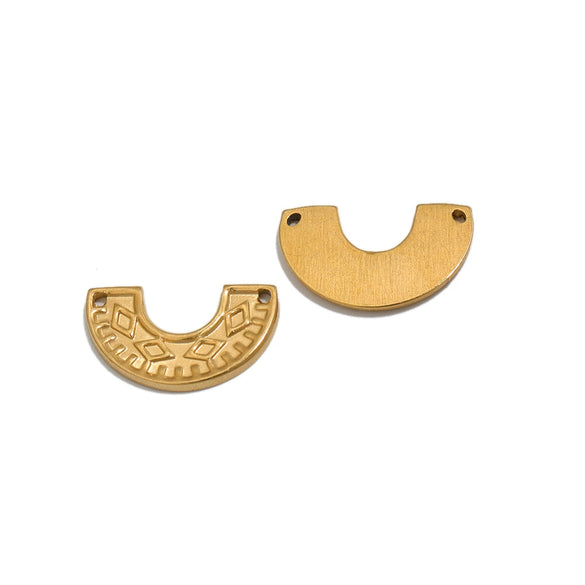 Stainless Steel Ushaped Horseshoe Embossed Doublehole Diy Necklace Bracelet Accessory Pendant Electroplated