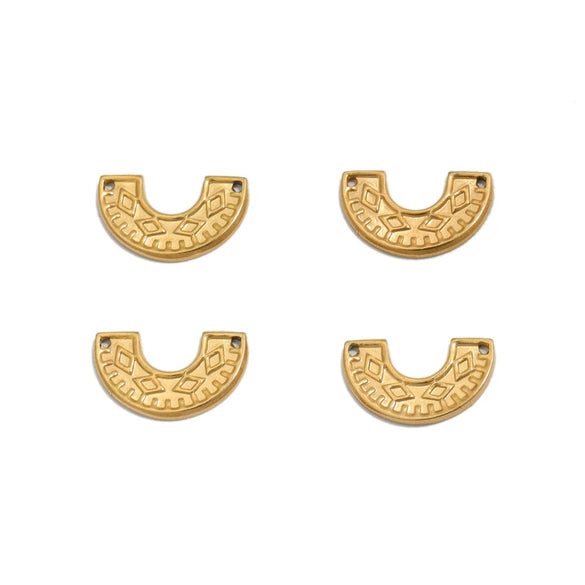 Stainless Steel Ushaped Horseshoe Embossed Doublehole Diy Necklace Bracelet Accessory Pendant Electroplated
