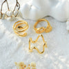 Stainless Steel Ushaped Irregular Wave Ring Electroplated Minimalist Geometric Style For Women