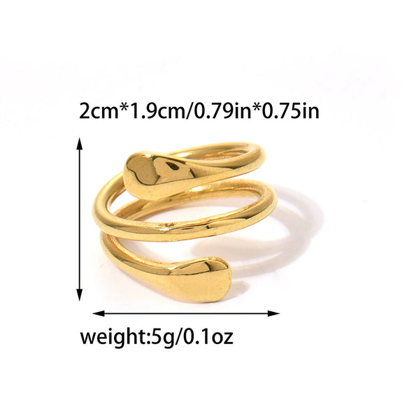 Stainless Steel Ushaped Irregular Wave Ring Electroplated Minimalist Geometric Style For Women