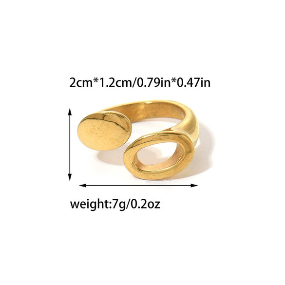 Stainless Steel Ushaped Irregular Wave Ring Electroplated Minimalist Geometric Style For Women