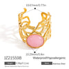 Stainless Steel Ushaped Natural Stone Opening Adjustable Ring With Coral Branch Design And Electroplating