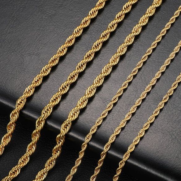 Stainless Steel Ushaped Twist Chain Electroplating Pendant Gold Necklace Fashion Hiphop Jewelry For Unisex