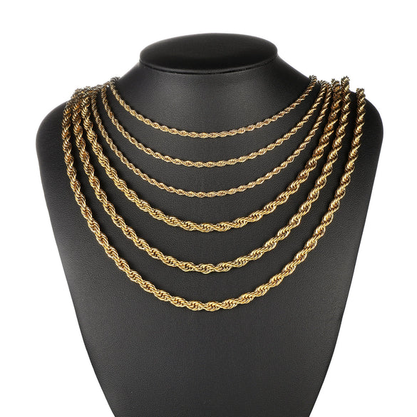 Stainless Steel Ushaped Twist Chain Electroplating Pendant Gold Necklace Fashion Hiphop Jewelry For Unisex