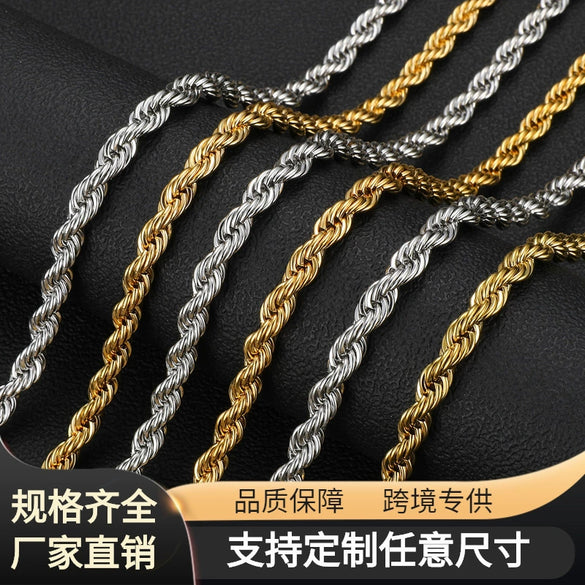 Stainless Steel Ushaped Twist Chain Electroplating Pendant Gold Necklace Fashion Hiphop Jewelry For Unisex