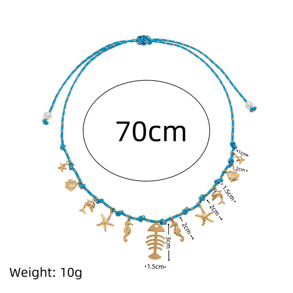 Stainless Steel Vacuum Electroplated Rope Necklace In Ocean Colorful Burgundy Style