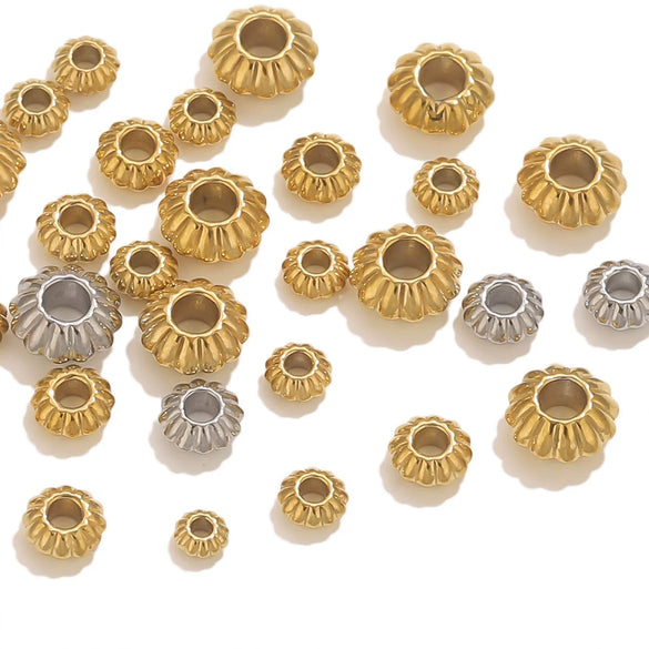 Stainless Steel Vacuum Goldplated Totem Pattern Round Abacus Beads Jewelry Accessories For Diy Bracelet Necklace Handmade Loose Beads