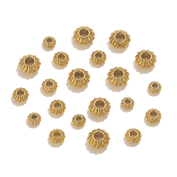 Stainless Steel Vacuum Goldplated Totem Pattern Round Abacus Beads Jewelry Accessories For Diy Bracelet Necklace Handmade Loose Beads