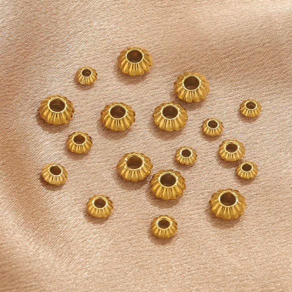 Stainless Steel Vacuum Goldplated Totem Pattern Round Abacus Beads Jewelry Accessories For Diy Bracelet Necklace Handmade Loose Beads