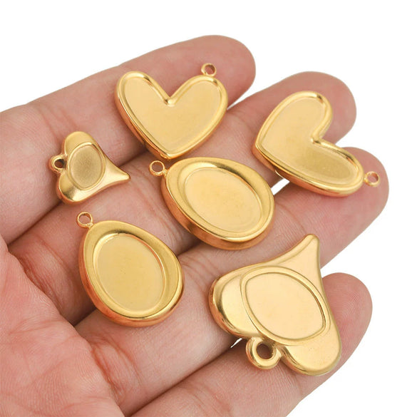 Stainless Steel Vacuum Peach Heart Drip Tray Jewelry Accessories Necklace With Dragon Pattern And Electroplating