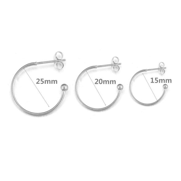 Stainless Steel Vacuum Plated Cshaped Handmade Earrings