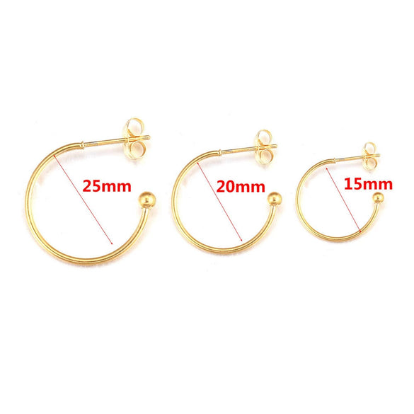 Stainless Steel Vacuum Plated Cshaped Handmade Earrings