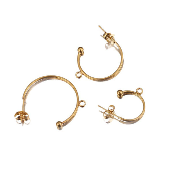 Stainless Steel Vacuum Plated Cshaped Handmade Earrings