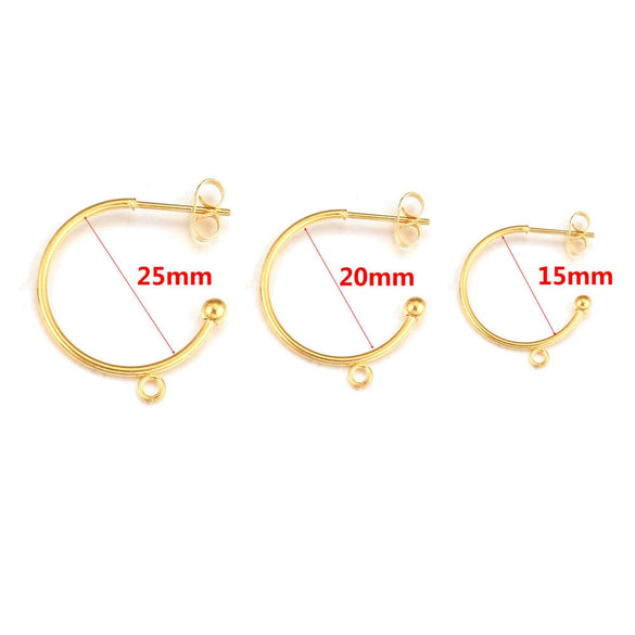 Stainless Steel Vacuum Plated Cshaped Handmade Earrings