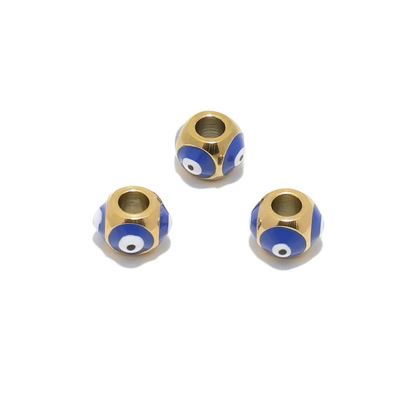 Stainless Steel Vacuum Plated Dripping Oil Eyes Pattern Bracelet Loose Beads