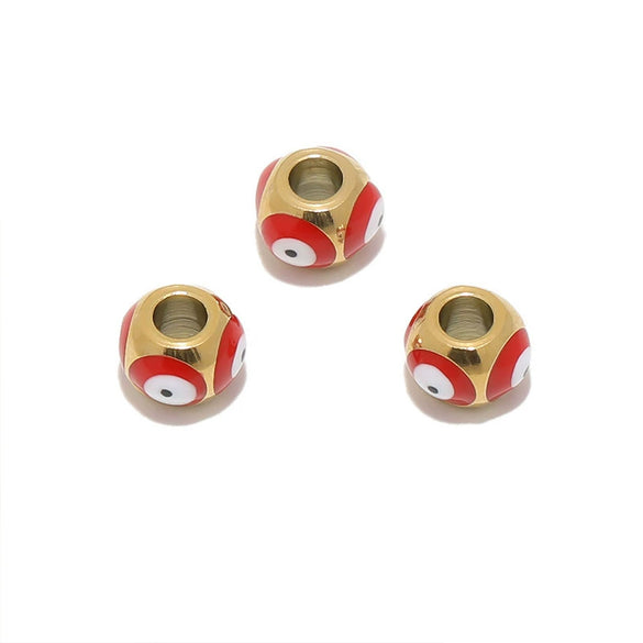 Stainless Steel Vacuum Plated Dripping Oil Eyes Pattern Bracelet Loose Beads