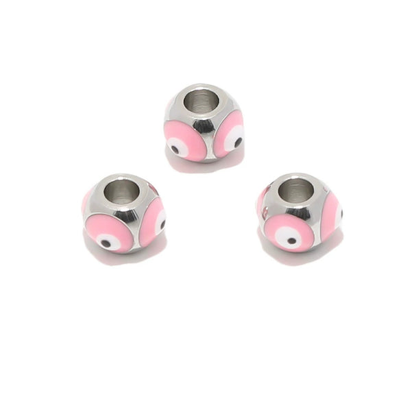 Stainless Steel Vacuum Plated Dripping Oil Eyes Pattern Bracelet Loose Beads