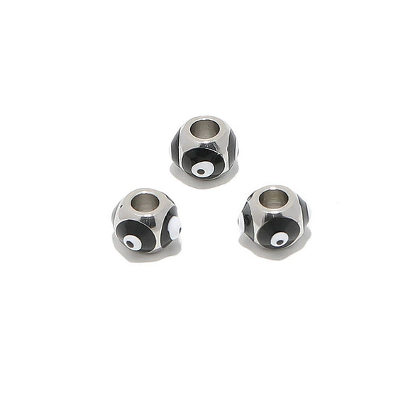 Stainless Steel Vacuum Plated Dripping Oil Eyes Pattern Bracelet Loose Beads