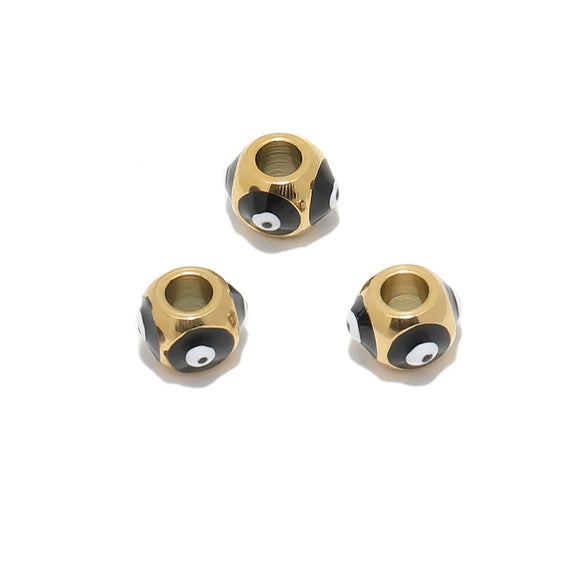 Stainless Steel Vacuum Plated Dripping Oil Eyes Pattern Bracelet Loose Beads