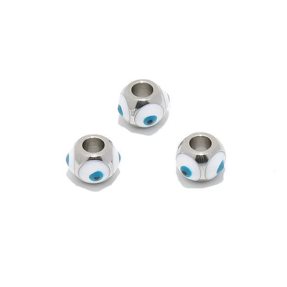 Stainless Steel Vacuum Plated Dripping Oil Eyes Pattern Bracelet Loose Beads