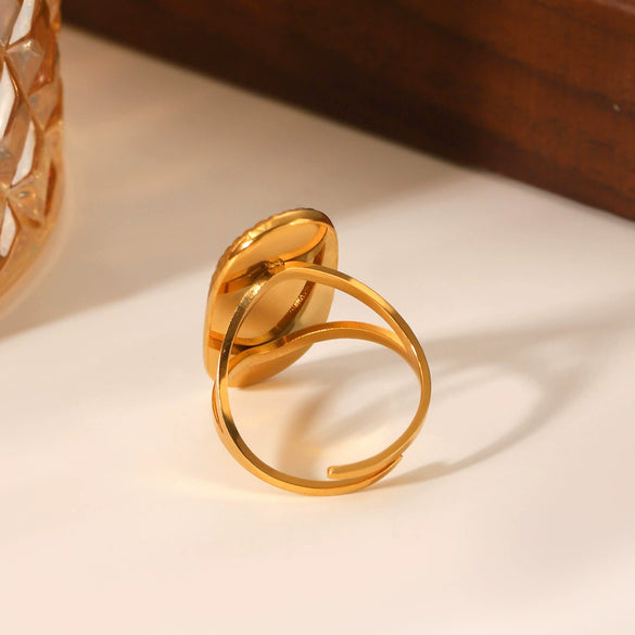 Stainless Steel Velvet Leopard Print Geometric Ring Electroplated Women's Jewelry