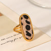 Stainless Steel Velvet Leopard Print Geometric Ring Electroplated Women's Jewelry