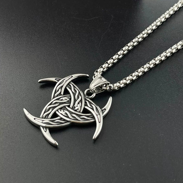 Stainless Steel Viking Celtic Knot Pendant Polished Men's Necklace Jewelry