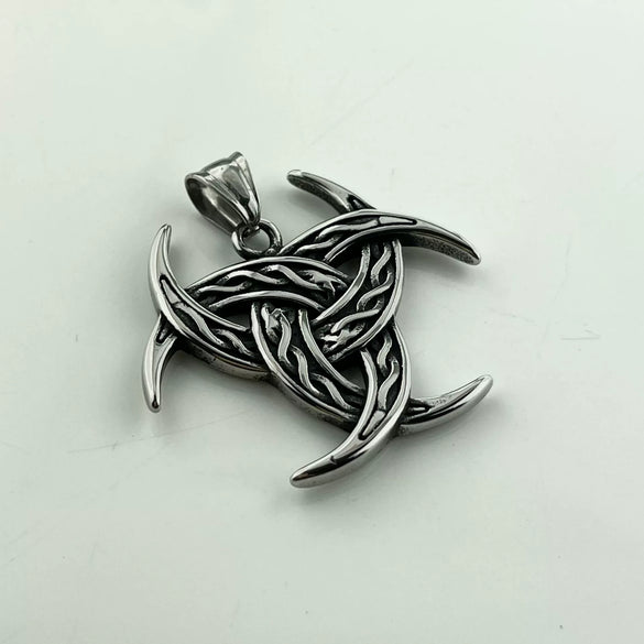 Stainless Steel Viking Celtic Knot Pendant Polished Men's Necklace Jewelry