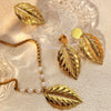 Stainless Steel Vintage Animals Style Jewelry Set With Leaves Shape And Small Animal Patterns Electroplated Include Necklace Earrings Ring