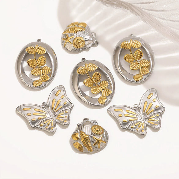 Stainless Steel Vintage Fashion Ocean Butterfly Geometric Pendant With Electroplating