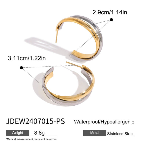 Stainless Steel Vintage Geometric Cshaped Electroplated Earrings