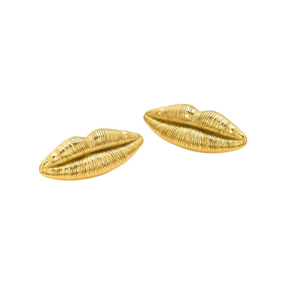Stainless Steel Vintage Lip Earrings With Electroplating Treatment