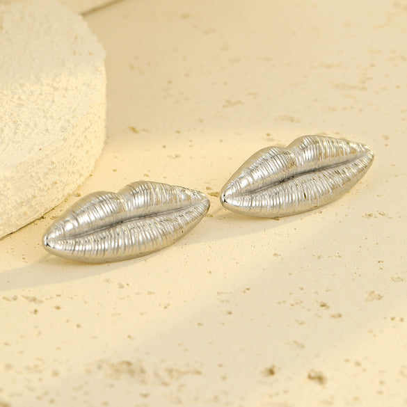 Stainless Steel Vintage Lip Earrings With Electroplating Treatment