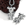Stainless Steel Vintage Personality Violent Bear Pendant Necklace With Compass Pattern And Electroplating Treatment