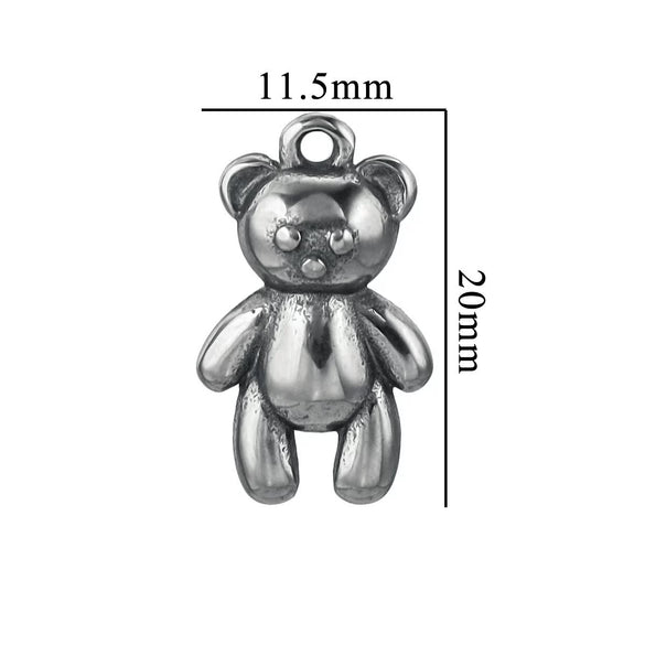Stainless Steel Vintage Personality Violent Bear Pendant Necklace With Compass Pattern And Electroplating Treatment